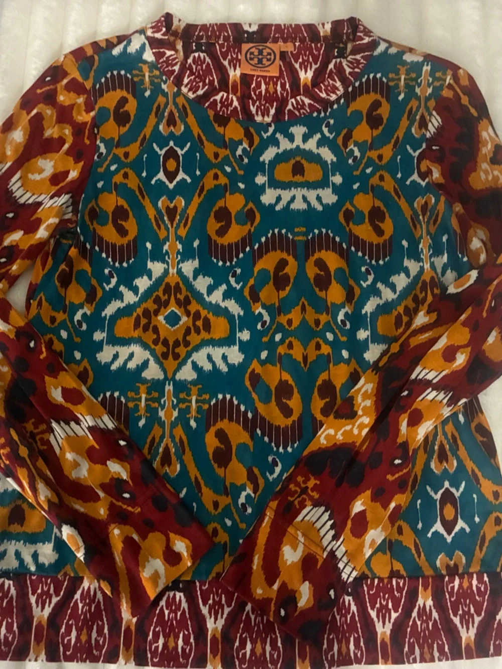 Tory Burch Multicolor Printed Tunic - Teal, Mustard & Burgundy